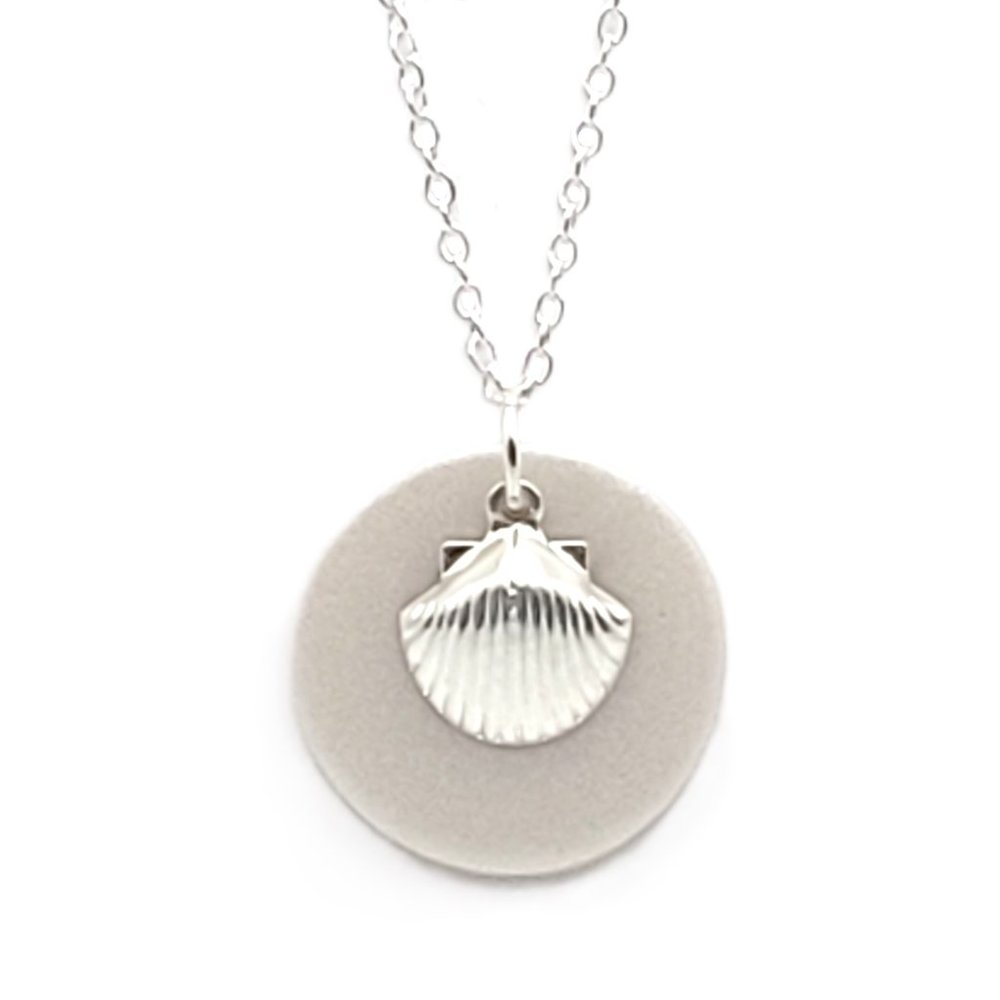 Oceanic Pearlized White and Silver Shell Necklace - Handmade